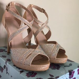 Rhinestone Open-Toe Pump High Heels (Champagne)